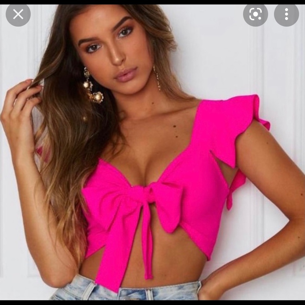 White fox hot pink bow top